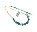 Mariana Jewelry Set Necklace, Bracelet & Ring Turquoise Mineral & Austrian Crystals Zambezi Africa Coll.