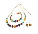 Mariana Jewelry Set Necklace, Bracelet, Earrings Minerals & Flower Shape Austrian Crystals Masai Africa Coll. - Image 2