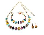 Mariana Jewelry Set Necklace, Bracelet, Earrings Minerals & Flower Shape Austrian Crystals Masai Africa Coll. - Image 3