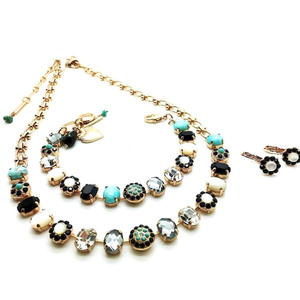 Mariana Jewelry Set Necklace, Bracelet & Earrings Turquoise, Shell & Austrian Crystals Zanzibar Africa Coll.