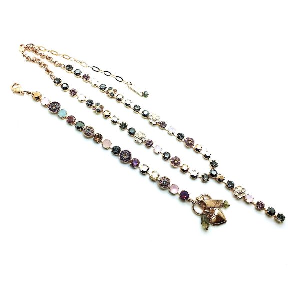 Mariana Jewelry Set Necklace & Bracelet Pyrite & Opal, Topaz & Nightfall Austrian Crystals Odyssey Coll.