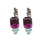 Mariana Earring Emerald Shape & Round Fuchsia,Turquoise Austrian Crystals My Treasures Coll.
