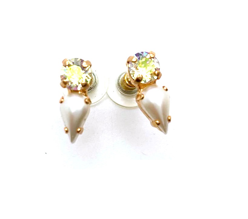E-1030-8-1093-RG2 (2) Mariana Earrings Shimmering Cream Pearl & Vitrail Light Austrian Crystals Aurora Odyssey Coll. - Image 1