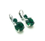 Mariana Earrings Adorable Round Emerald Austrian Crystals My Treasures Coll. - Image 3