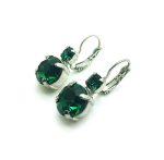 Mariana Earrings Adorable Round Emerald Austrian Crystals My Treasures Coll. - Image 2