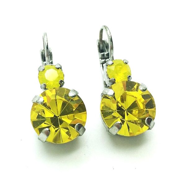Mariana Earrings Lovely Round Yellows Austrian Crystals Palladium Plated My Treasures Coll.