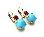 Mariana Earrings Round Turq & Ruby Swarovski Crystals Jennifer Icons Coll. - Image 3