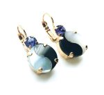 Mariana Earrings Symbolic Yin Yang White Alabaster & Amethyst Swarovski Crystals My Treasures Coll. - Image 3