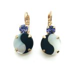 Mariana Earrings Symbolic Yin Yang White Alabaster & Amethyst Swarovski Crystals My Treasures Coll.
