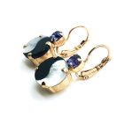 Mariana Earrings Symbolic Yin Yang White Alabaster & Amethyst Swarovski Crystals My Treasures Coll. - Image 2
