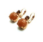 Mariana Earrings Dainty Red Aventurine Mineral & Lt Smoked Topaz Swarovski Crystals My Treasures Coll. - Image 2