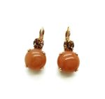 Mariana Earrings Dainty Red Aventurine Mineral & Lt Smoked Topaz Swarovski Crystals My Treasures Coll.