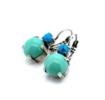 Earrings By Mariana Woman Mineral Turquoise and Turquoise Swarovski Crystal