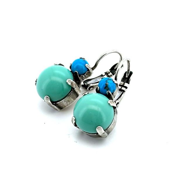 Earrings By Mariana Woman Mineral Turquoise and Turquoise Swarovski Crystal