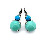Earrings By Mariana Woman Mineral Turquoise and Turquoise Swarovski Crystal - Image 2