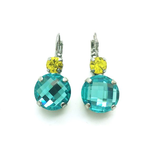 Mariana Earrings Round Faceted Lt Turquoise & Jonquil Swarovski Crystals My Treasures Coll.