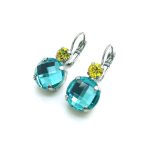 Mariana Earrings Round Faceted Lt Turquoise & Jonquil Swarovski Crystals My Treasures Coll. - Image 3