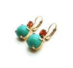 Mariana Earrings Fab Turquoise Mineral & Sun Austrian Crystals My Treasures Coll. - Image 2