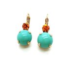 Mariana Earrings Fab Turquoise Mineral & Sun Austrian Crystals My Treasures Coll.