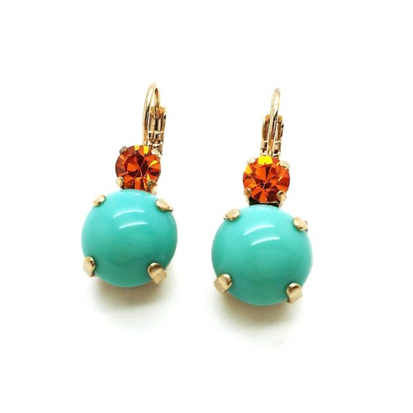 Mariana Earrings Fab Turquoise Mineral & Sun Austrian Crystals My Treasures Coll.