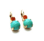 Mariana Earrings Fab Turquoise Mineral & Sun Austrian Crystals My Treasures Coll. - Image 3