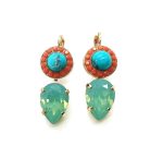 Mariana Earrings Exquisite Howlite Chinese Turquoise Mineral & Opals Austrian Crystals My Treasures Coll. - Image 2