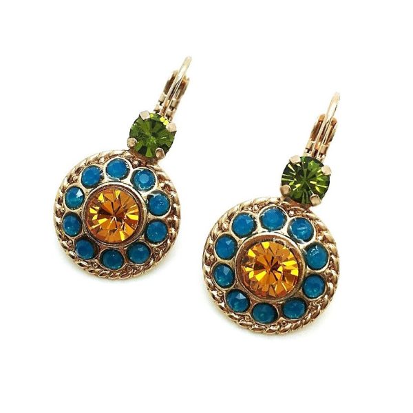 Mariana Earrings Sassy Olivine, Jonquil & Caribbean Blue Opal Austrian Crystals Songbook Coll.