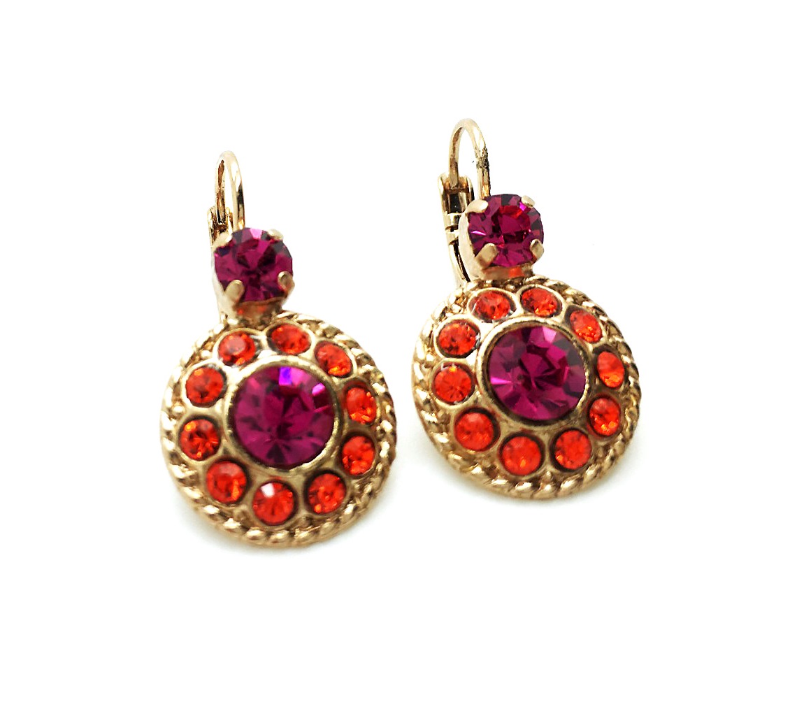 E-1048-2-1075-RG6 (3) Mariana Earrings Stunning Hyacinth & Fuchsia Swarovski Crystals Lady Marmalade Songbook Coll. - Image 1