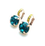 Mariana Earrings Gorgeous Blue Zircon & Yellow Opal Swarovski Crystals Masai Africa Coll. - Image 3