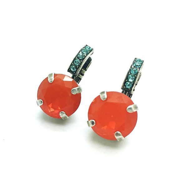 Mariana Earrings Lovely Lt Turq & Orange Swarovski Crystals Serengetti Africa Coll.