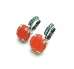 Mariana Earrings Lovely Lt Turq & Orange Swarovski Crystals Serengetti Africa Coll. - Image 2