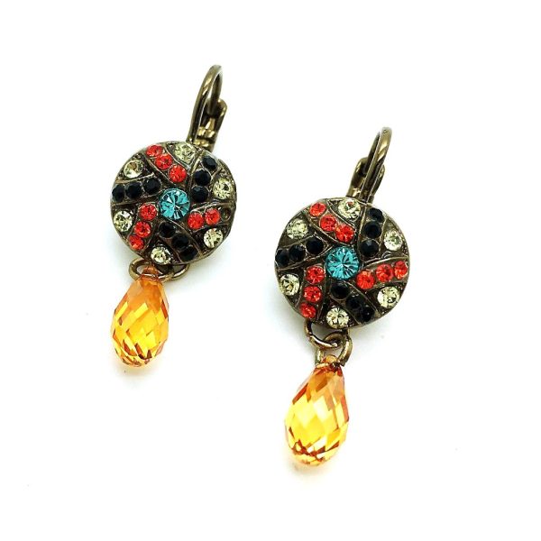 Mariana Earrings Dangling Colorful Swarovski Crystals St Barts Caribbean Life Coll.