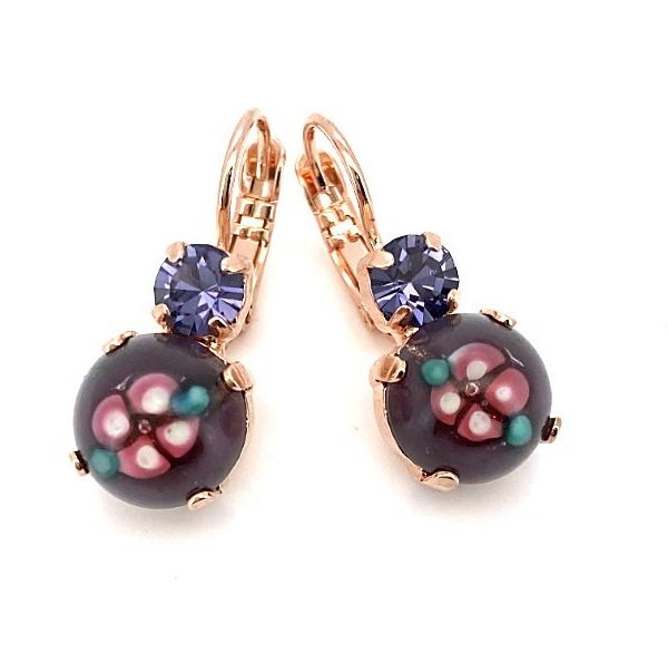 Mariana Earrings Lovely Floral Amethyst Aurora Borealis Austrian Crystals Odyssey Coll.