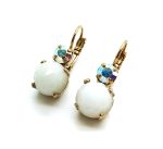 Mariana Earrings Dainty Jade White Mineral & AB Austrian Crystals My Treasures Coll.