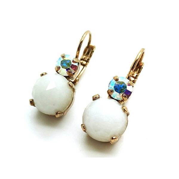 Mariana Earrings Dainty Jade White Mineral & AB Austrian Crystals My Treasures Coll.