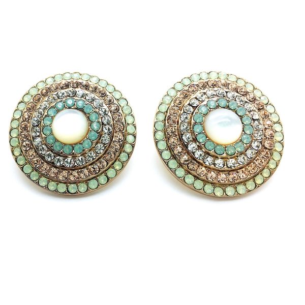 Mariana Earrings Gorgeous Round Beaded Multi Color Austrian Crystals Silk Road Coll.