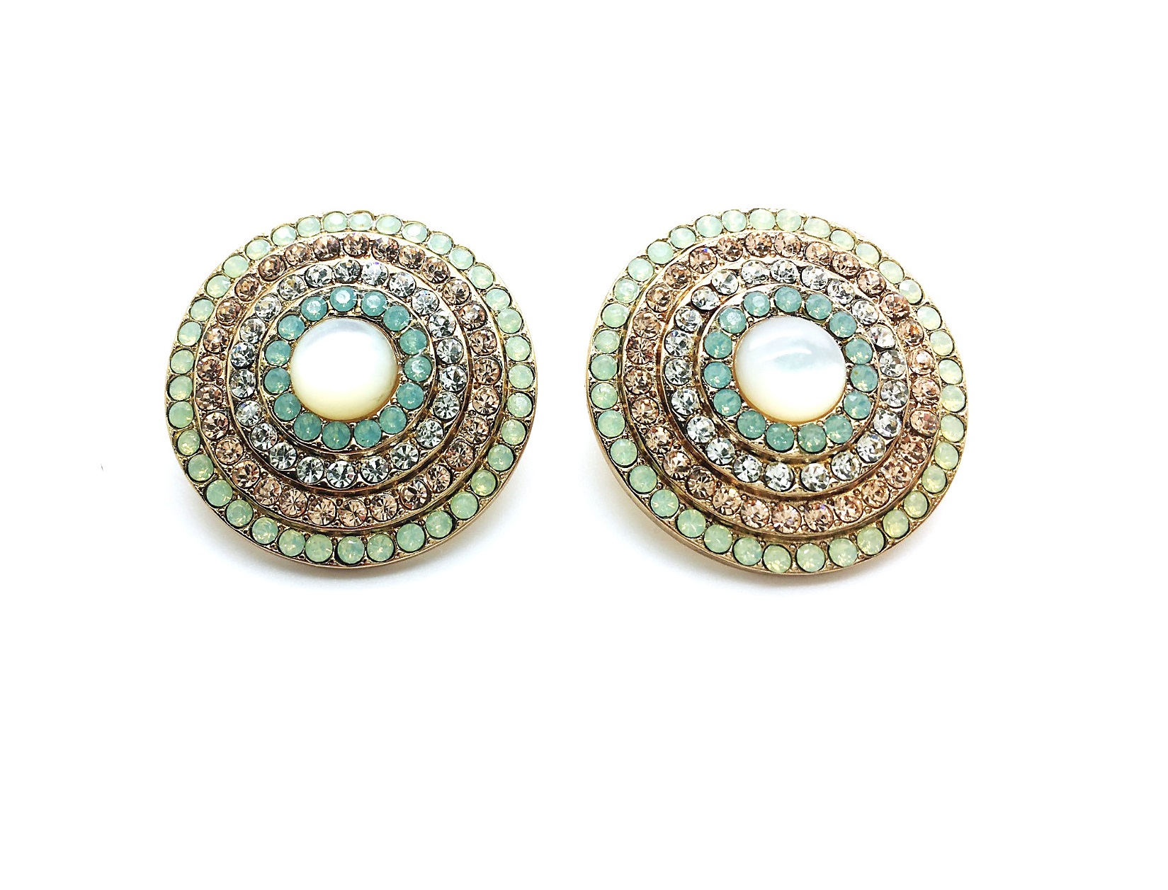 E-1078-2-1042-RG2 (2) Mariana Earrings Gorgeous Round Beaded Multi Color Austrian Crystals Silk Road Coll. - Image 1