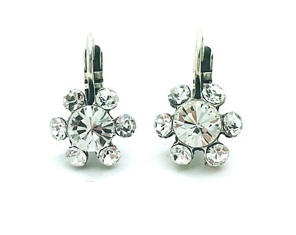 Mariana Earrings Dainty Floral Clear Austrian Crystals On A Clear Day Icons Coll.