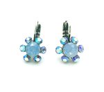 Mariana Earrings Adorable Floral Pale Blue & AB Austrian Crystals Cocktail Hour Coll.