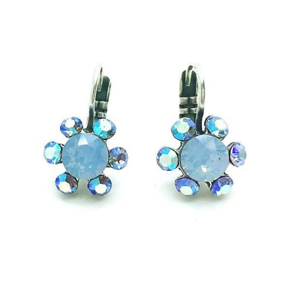 Mariana Earrings Adorable Floral Pale Blue & AB Austrian Crystals Cocktail Hour Coll.
