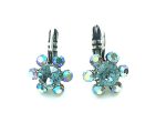 Mariana Earrings Dainty Flower Shape Aquamarine & AB Austrian Crystals Cocktail Hour Coll.