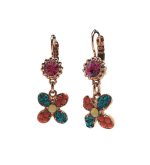 Mariana Earrings Dangling Blues, Pinks & Oranges Austrian Crystals Masai Africa Coll.