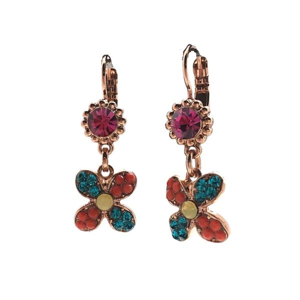 Mariana Earrings Dangling Blues, Pinks & Oranges Austrian Crystals Masai Africa Coll.