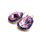 Mariana Earrings Pear Shape Capri Blue & Light Rose Austrian Crystals Songbook Coll. - Image 2