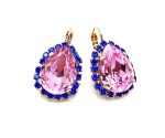 Mariana Earrings Pear Shape Capri Blue & Light Rose Austrian Crystals Songbook Coll.