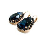 Mariana Earrings Pear Shape Montana Blue & Aurora Boreale Austrian Crystals Songbook Coll. - Image 2