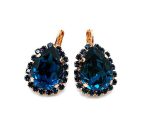 Mariana Earrings Pear Shape Montana Blue & Aurora Boreale Austrian Crystals Songbook Coll.