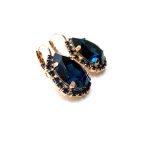 Mariana Earrings Pear Shape Montana Blue & Aurora Boreale Austrian Crystals Songbook Coll. - Image 3