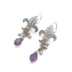 Mariana Earrings Fleur de Lis Shaped Beaded Multicolor Swarovski Crystals My Treasures Coll.