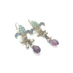 Mariana Earrings Fleur de Lis Shaped Beaded Multicolor Swarovski Crystals My Treasures Coll. - Image 2